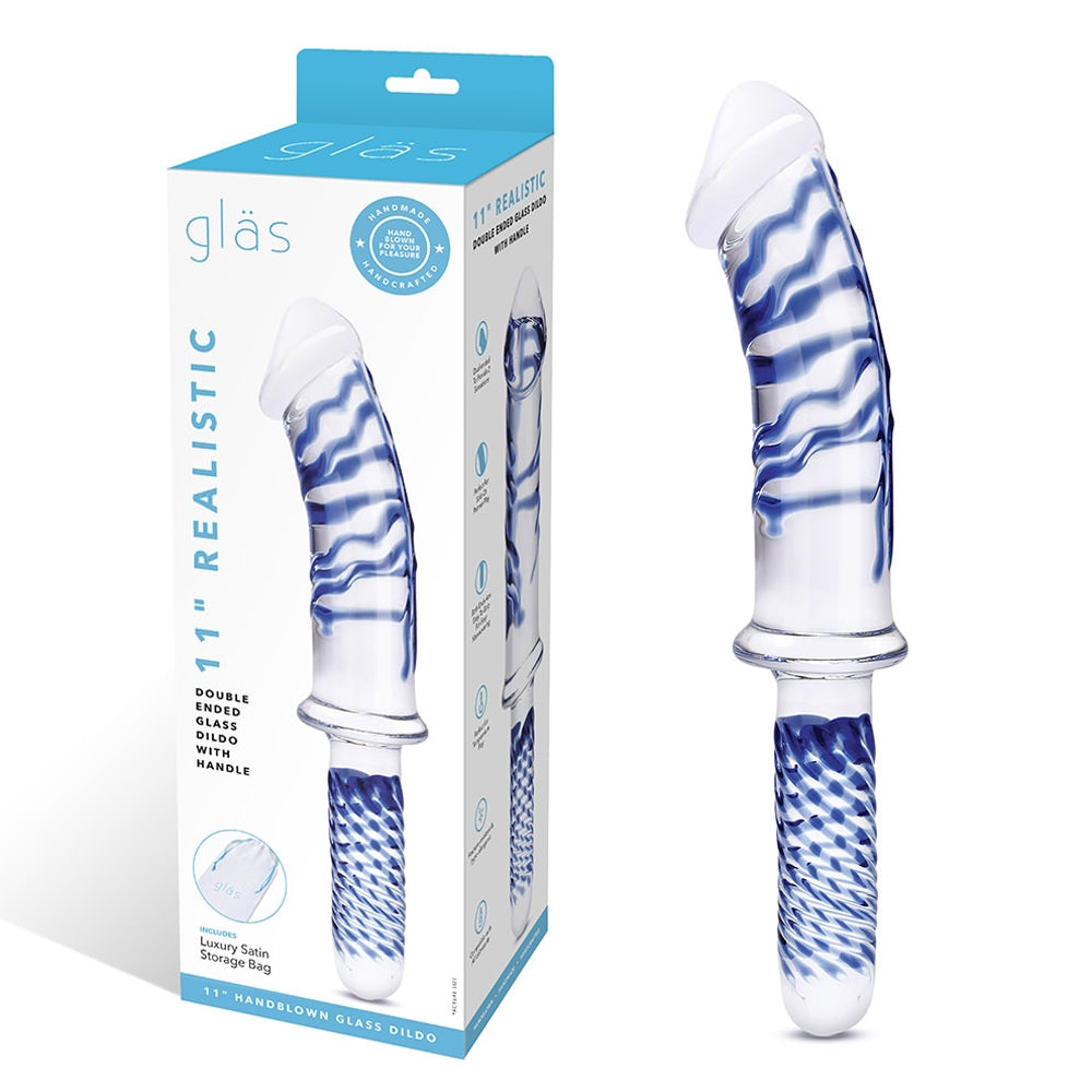 Electric Eel - Glas 11 in. Realistic Double Ended Glass Dildo with Handle - Dildos - Glass