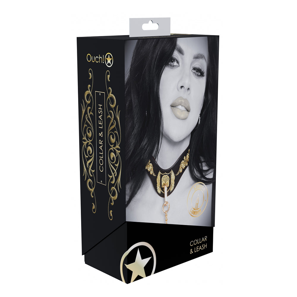 Shots - Ouch! International London Collection Collar with Leash - Bondage & Fetish Toys - Leather