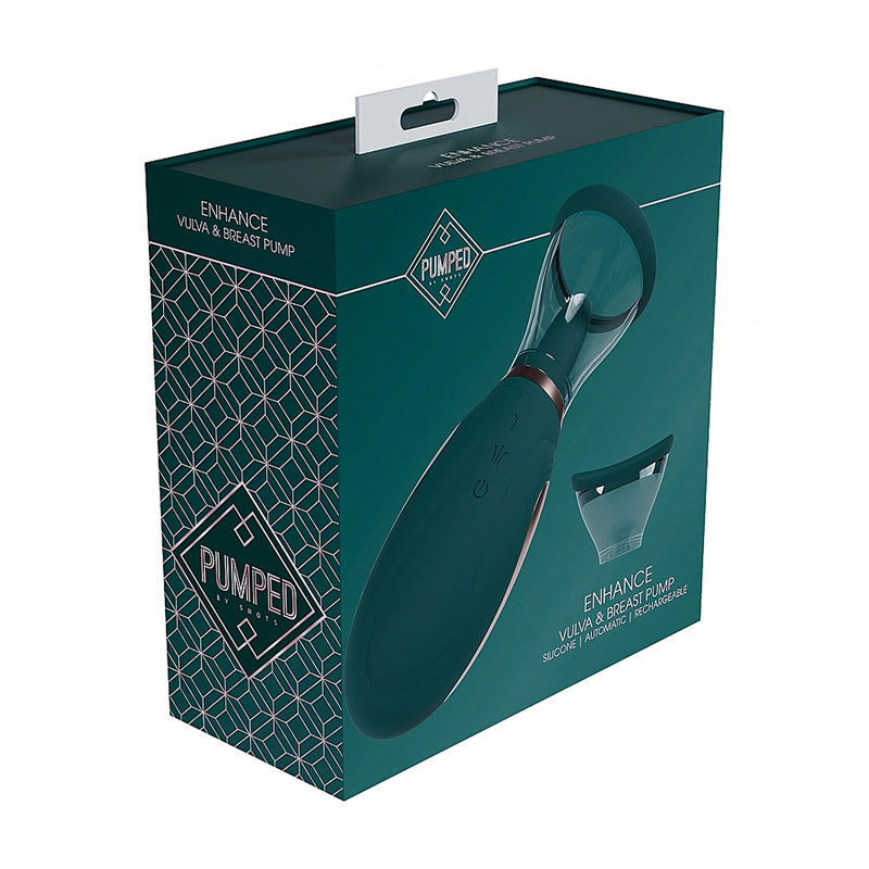 Shots - Pumped Enhance Automatic Rechargeable Vulva & Breast Pump Forest Green - Vibrators - Silicone