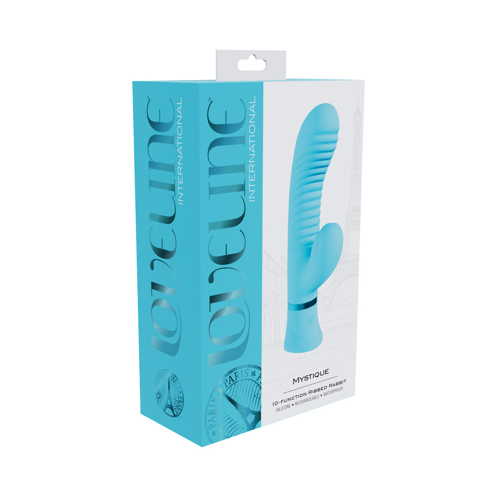 Shots - Loveline Mystique Rechargeable Silicone Ribbed Rabbit Vibrator Blue - Vibrators