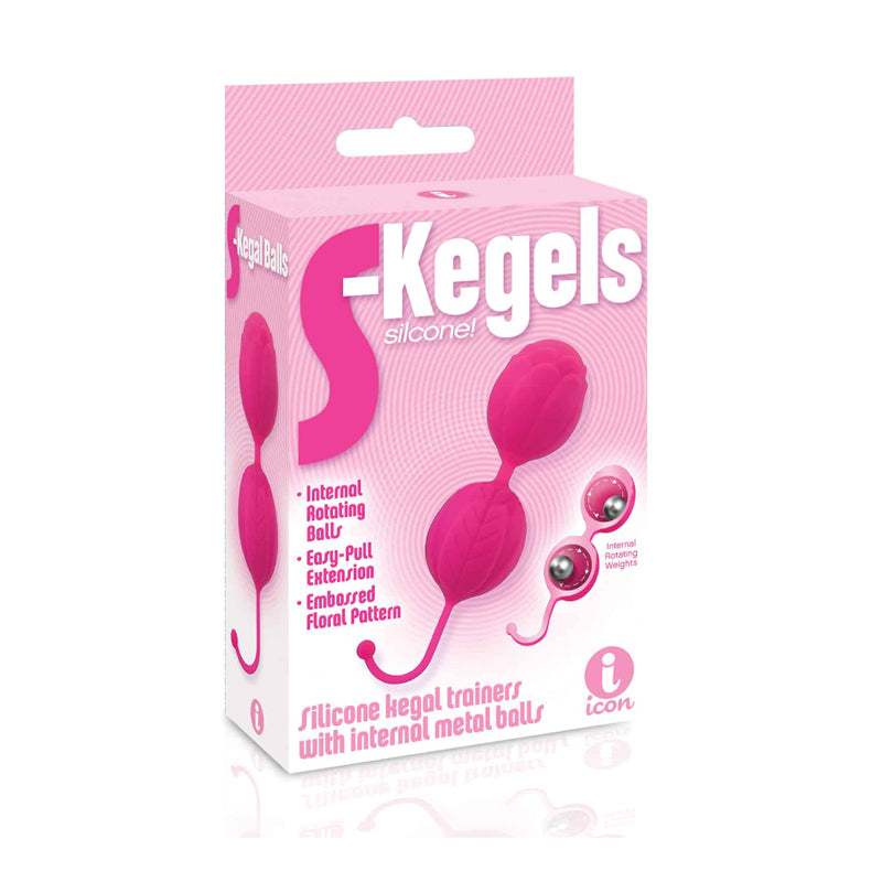 Icon Brands - The 9''s S-Kegel Silicone Kegel Balls Pink - Sexual Wellness - Silicone